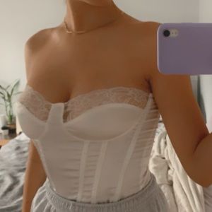 White satin corset top